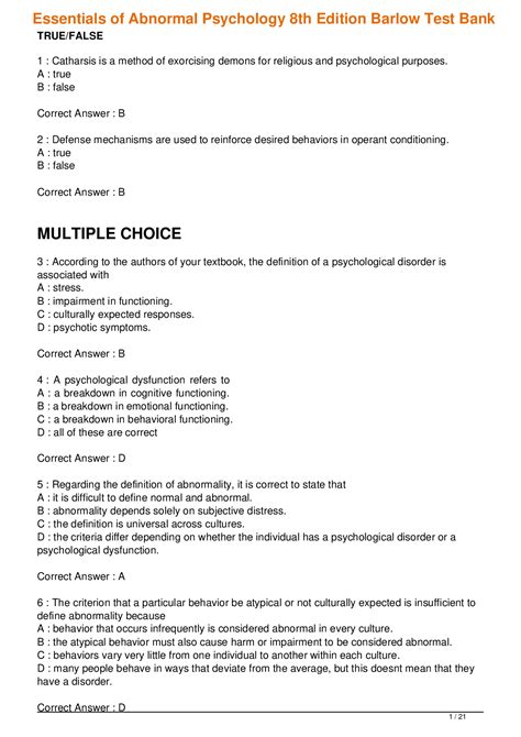 test 5 Cameron abnormal psychology harding university